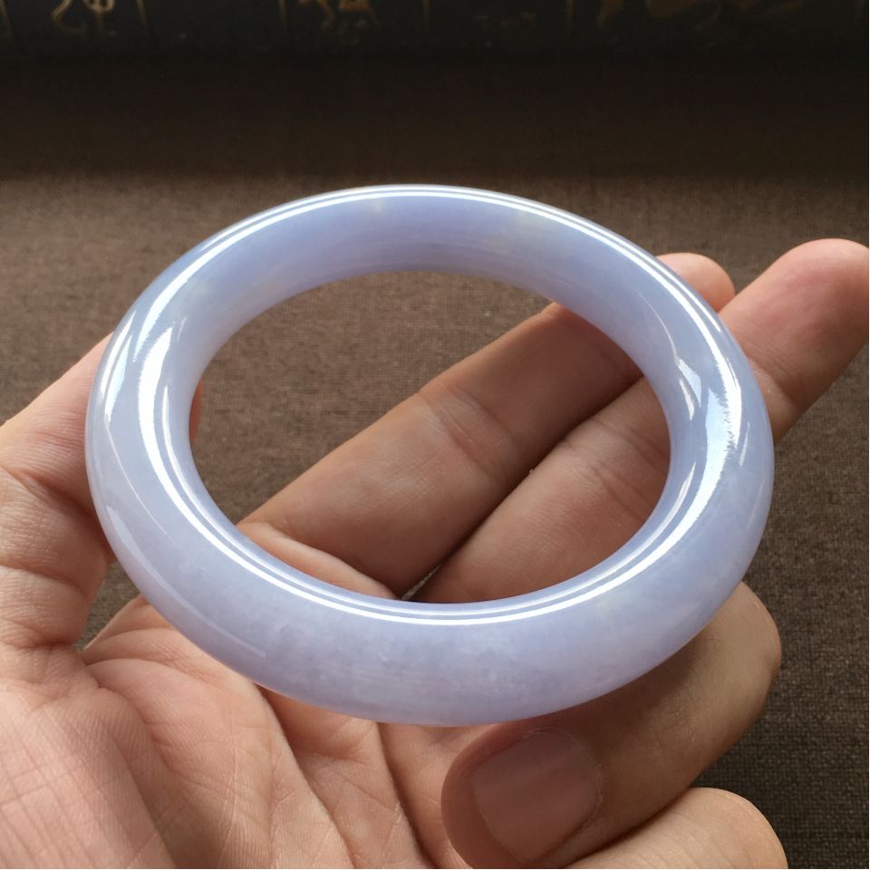 糯冰种紫罗兰圆条手镯(55.7mm)