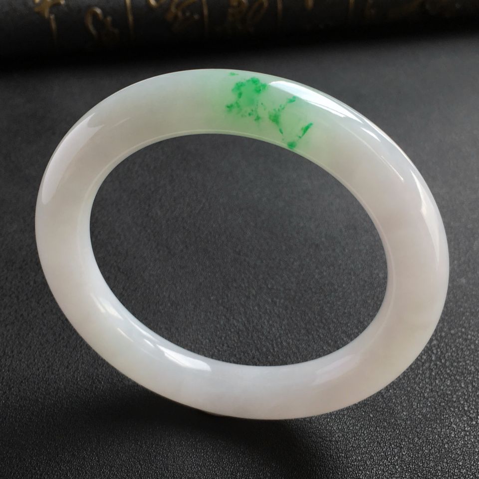 糯冰种飘翠圆条手镯(57.2mm)