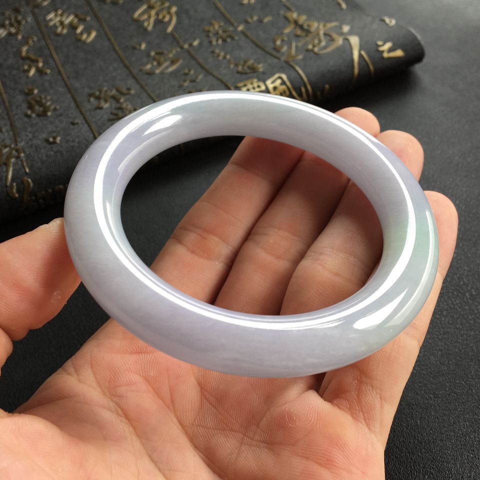 糯冰种紫罗兰圆条手镯(57.5mm)