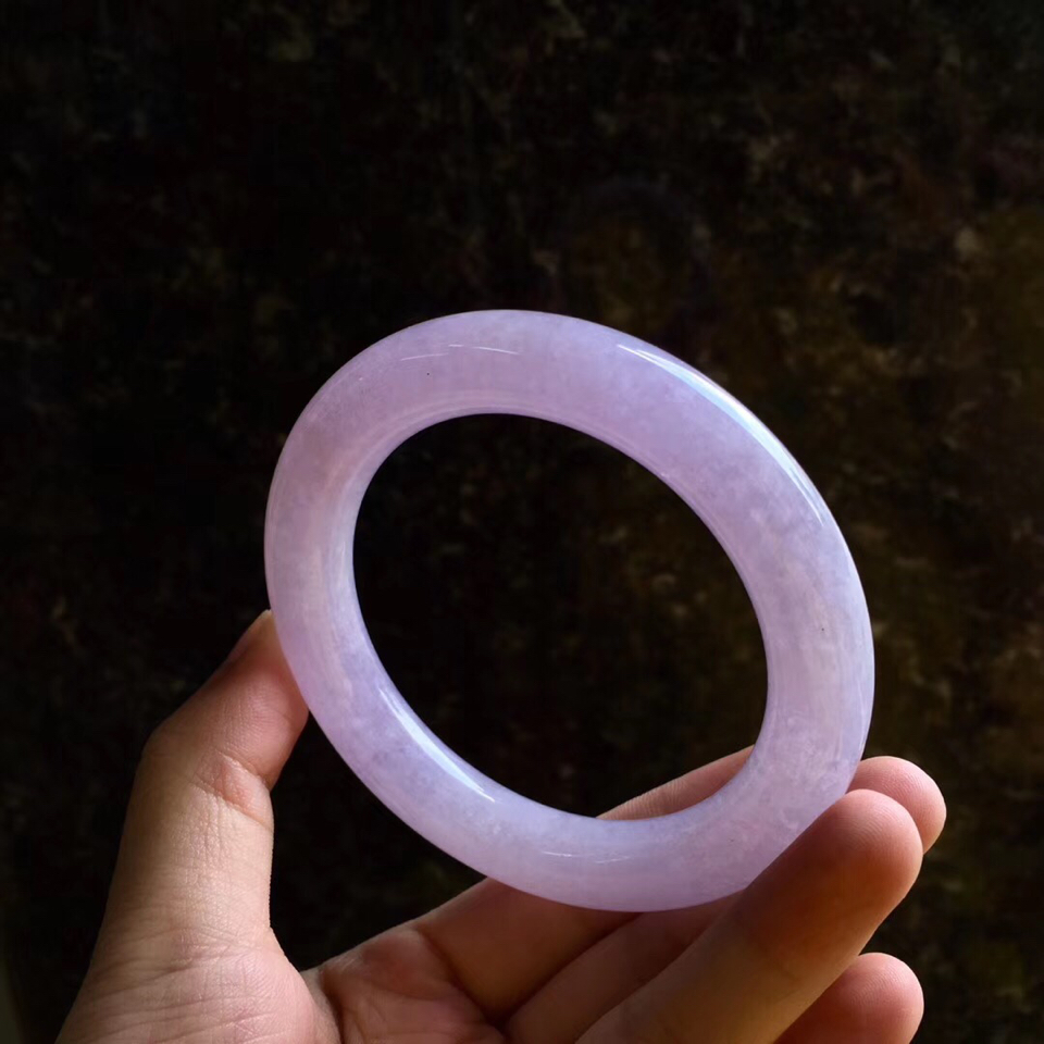 糯冰种紫罗兰圆条手镯(54.7mm)