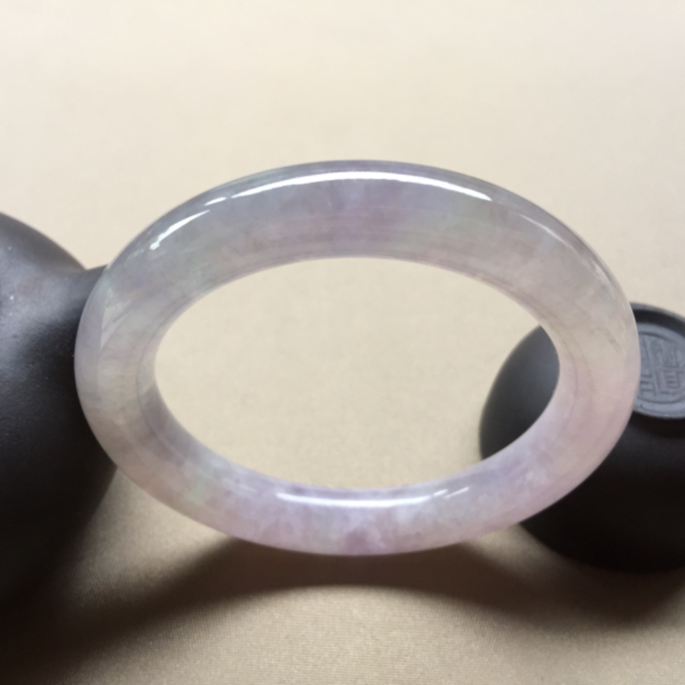 糯冰种紫罗兰圆条手镯56.7mm