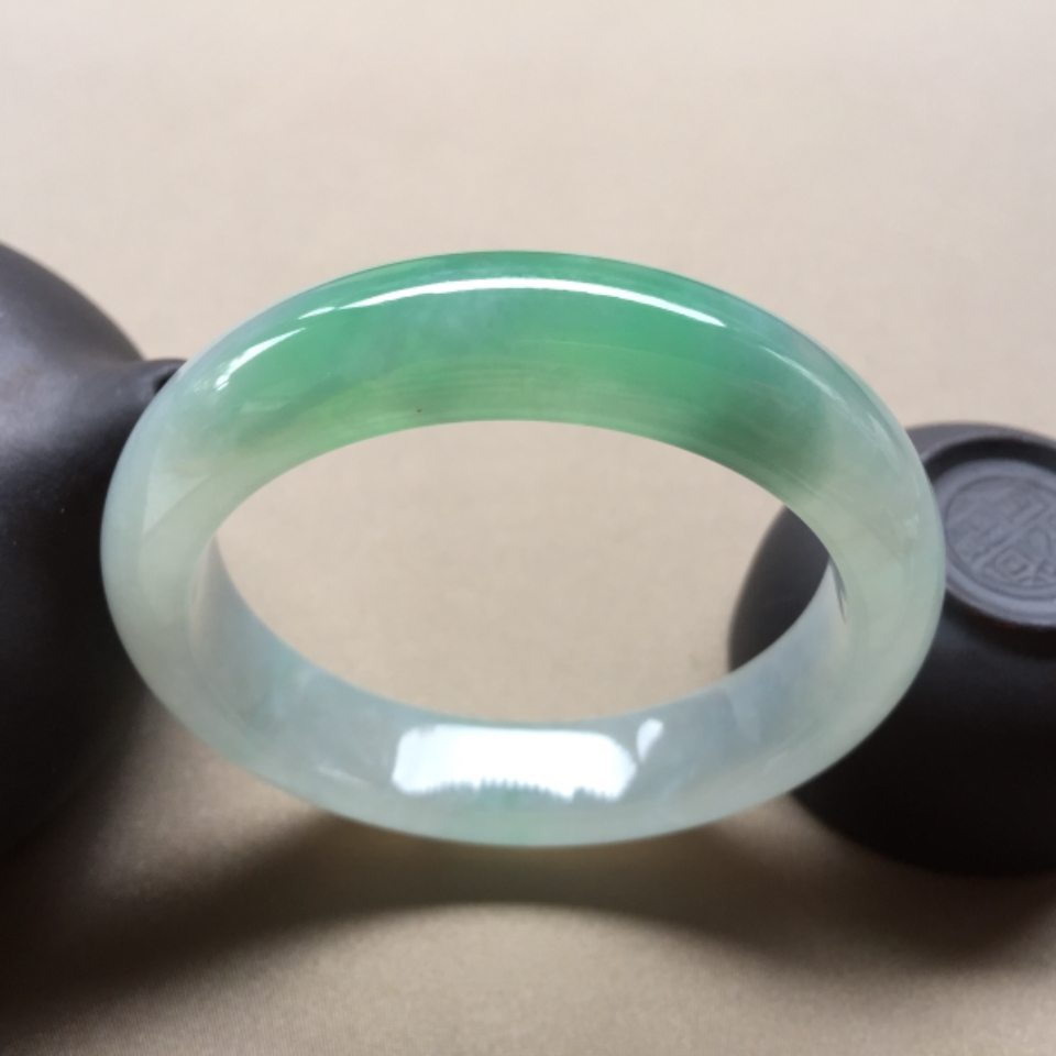 冰种飘翠正圈手镯53.7mm