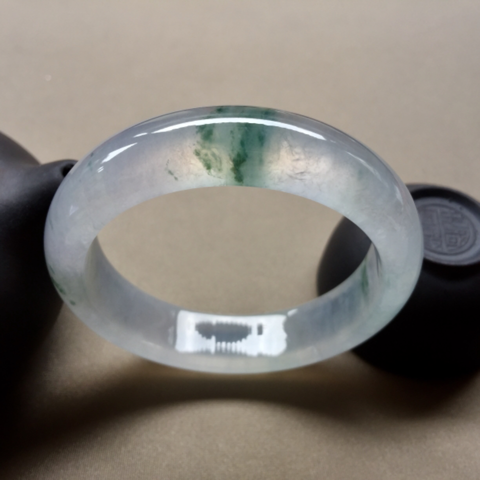 冰玻种飘花正圈手镯54.8mm
