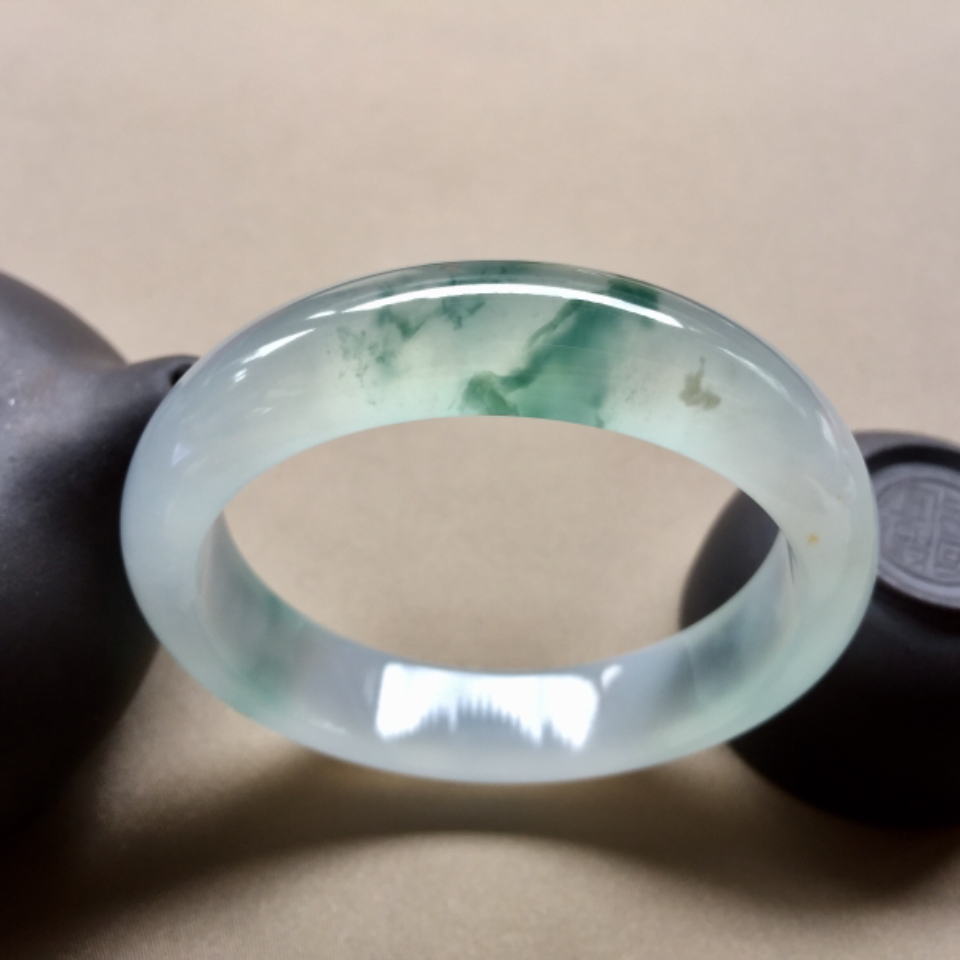冰种飘花正圈手镯56.5mm