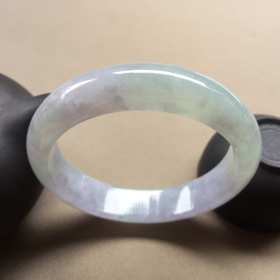 （超级推荐）糯冰种淡紫正圈手镯 58.2mm