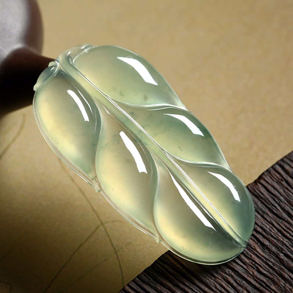 冰种飘花树叶挂件