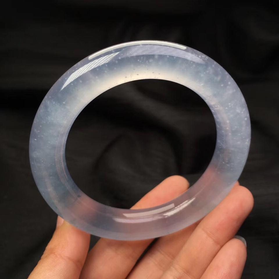 冰玻种淡紫圆条手镯(55mm)