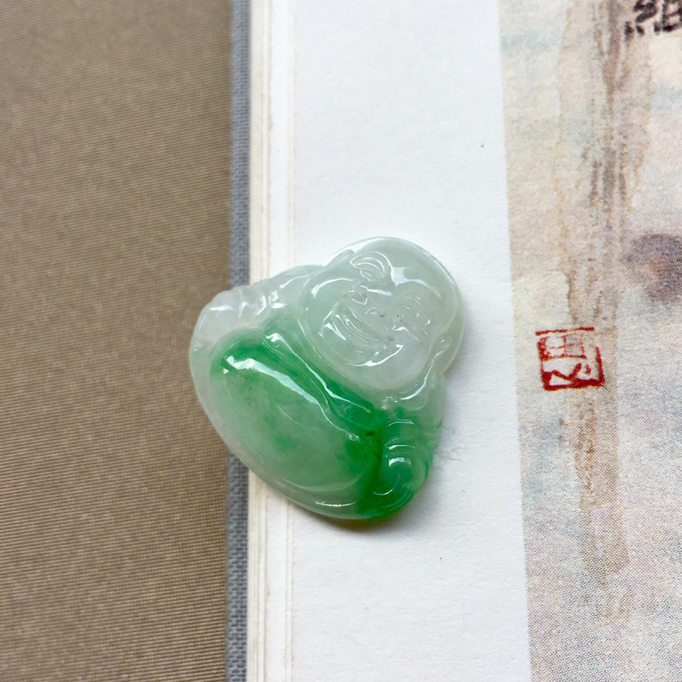 （超值推荐）糯冰种飘翠弥勒佛挂件