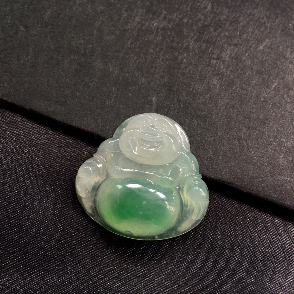 （超值推荐）冰种飘绿弥勒佛挂件