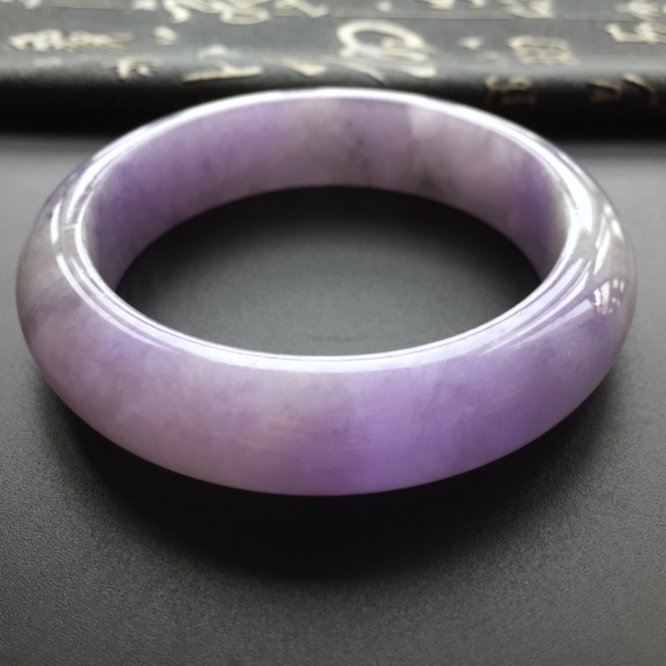 糯冰种紫罗兰翡翠手镯（55.3mm）