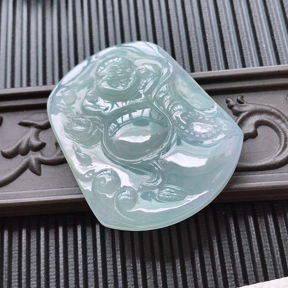 翡翠细糯种晴水佛公吊坠