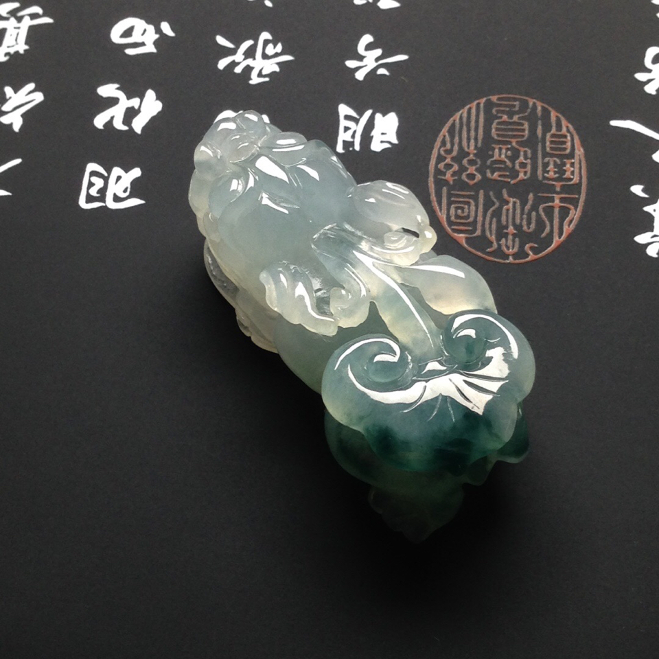 （超值推荐）糯冰种飘花貔貅挂件翡翠