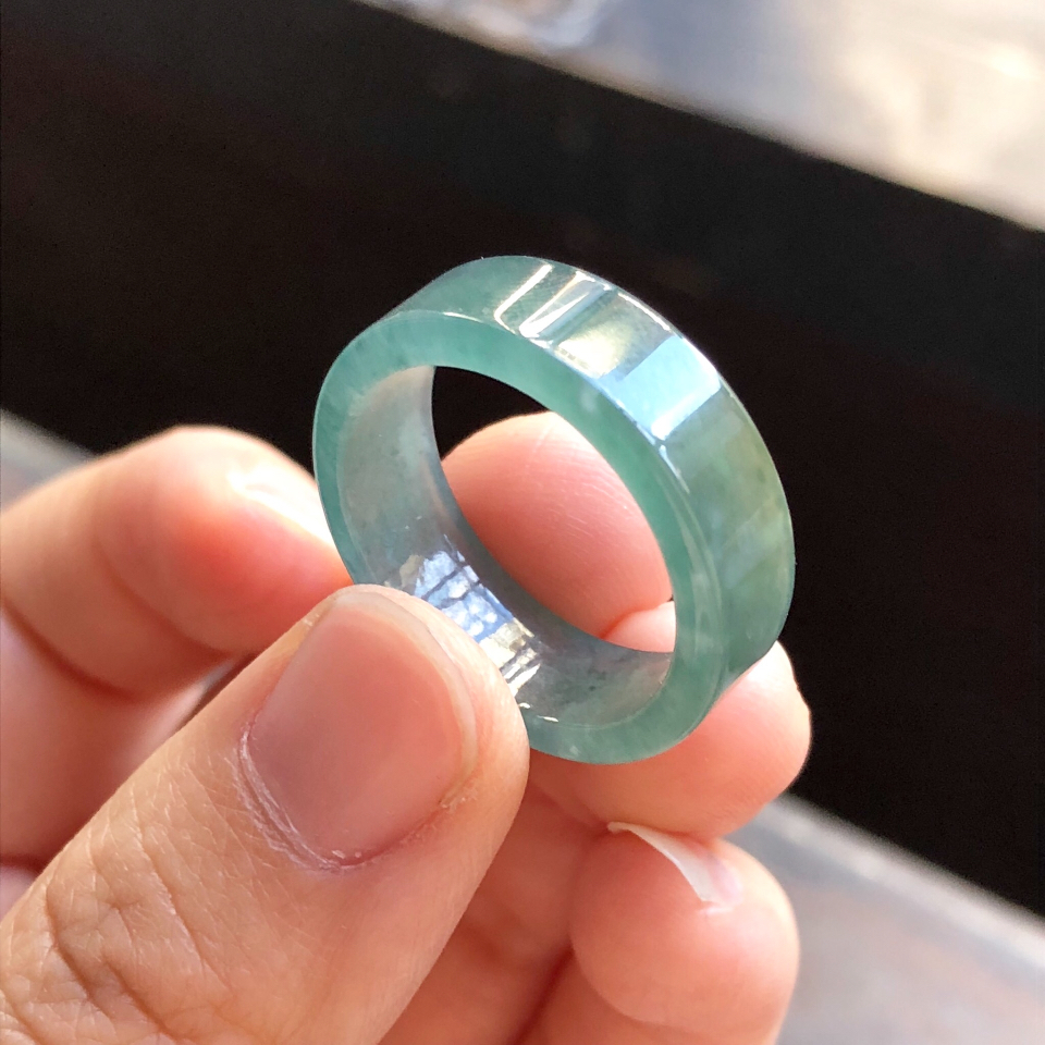 冰种晴水翡翠指环