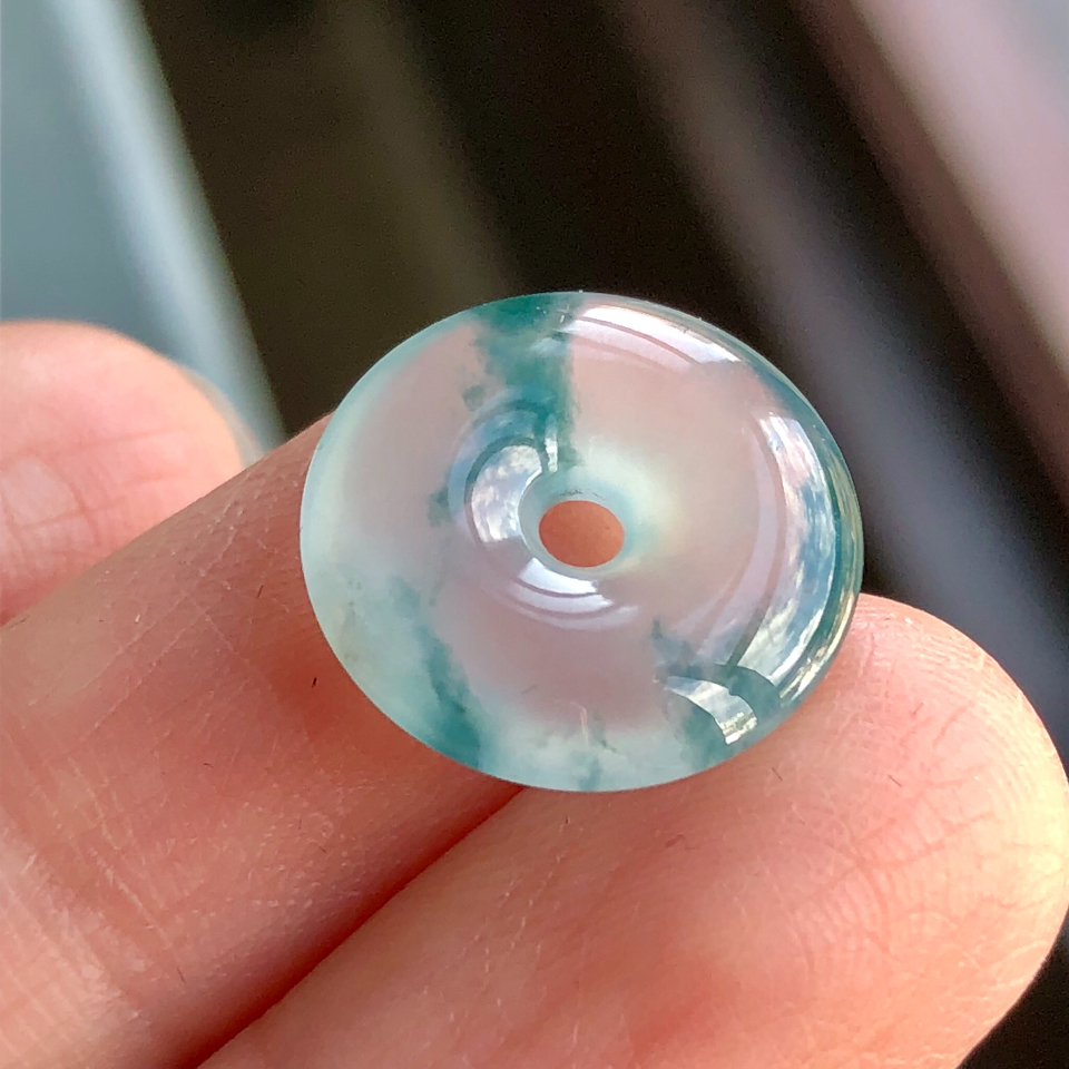 冰种飘花翡翠平安扣挂件