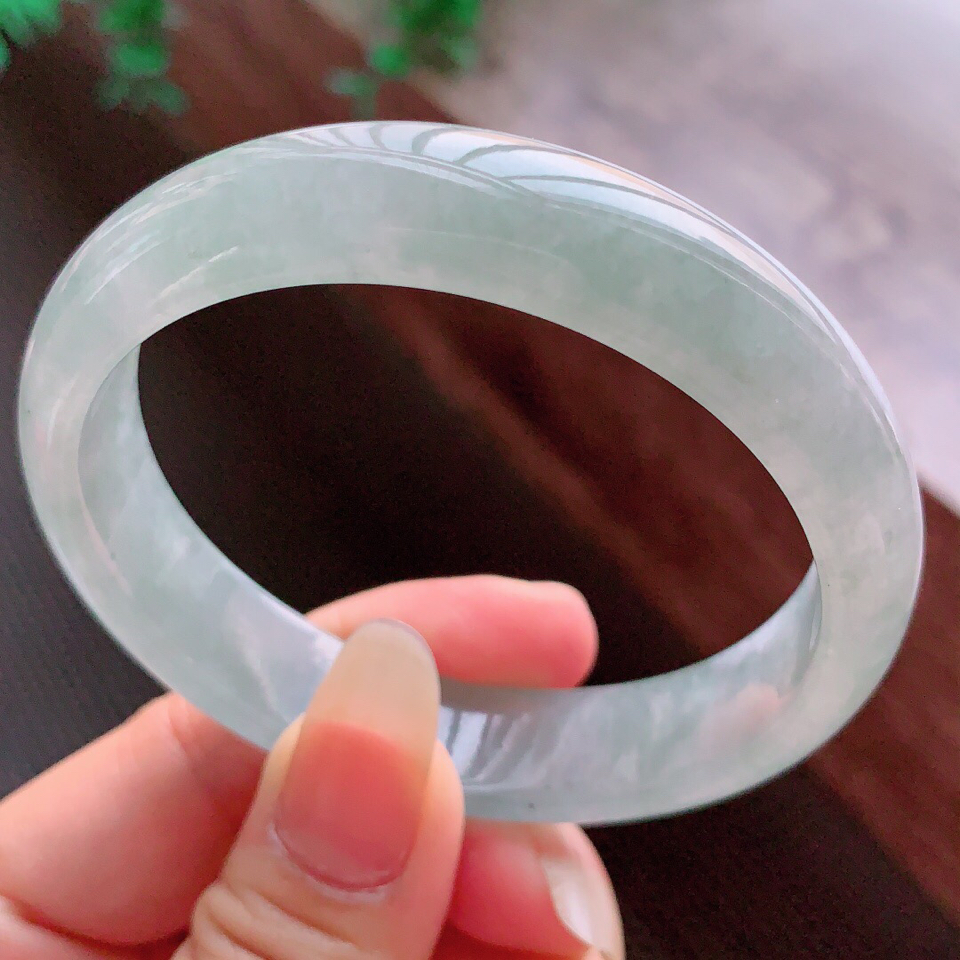 翡翠糯冰种晴水正圈手镯57.1mm