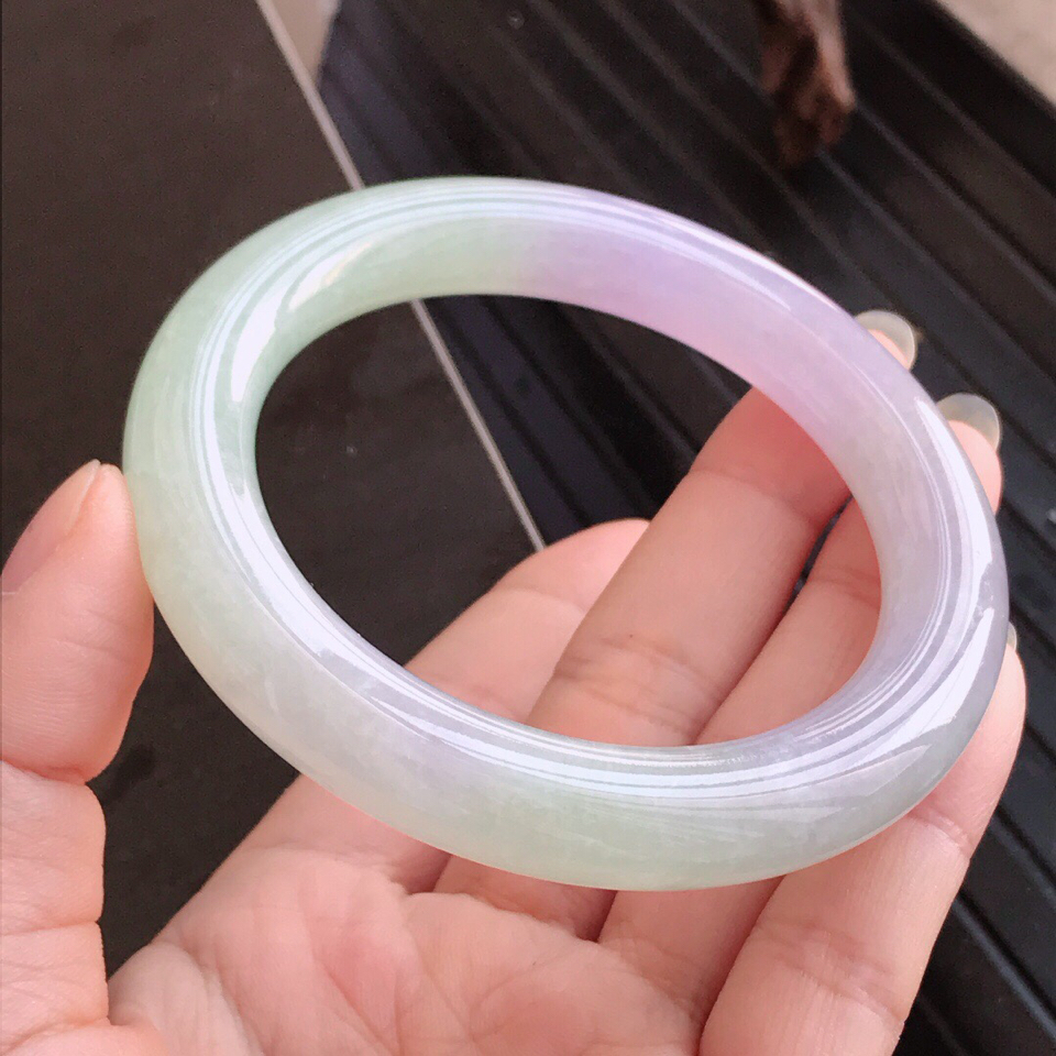 翡翠细糯种紫罗兰圆条手镯58.7mm