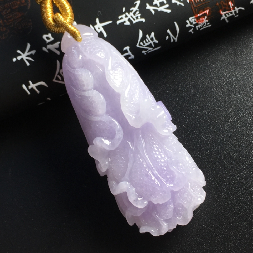 糯冰种紫罗兰财源滚滚挂件翡翠