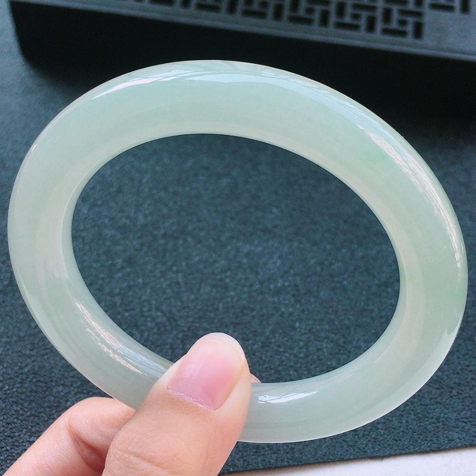 糯冰种晴水圆条手镯59mm