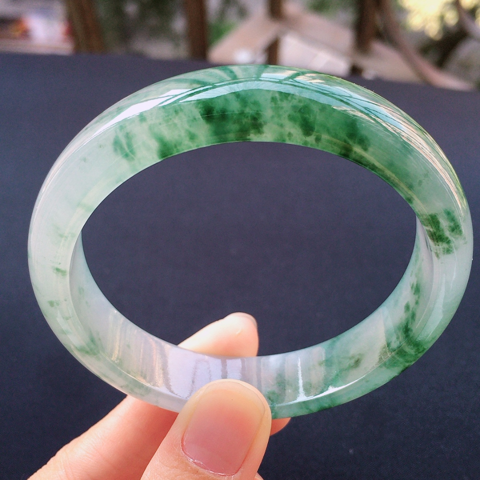 糯冰种飘花正装手镯56mm