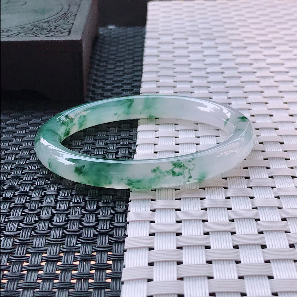 冰种飘花圆条手镯55mm