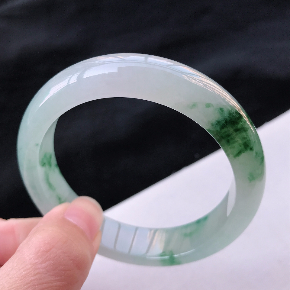 糯冰种飘花正装手镯53mm