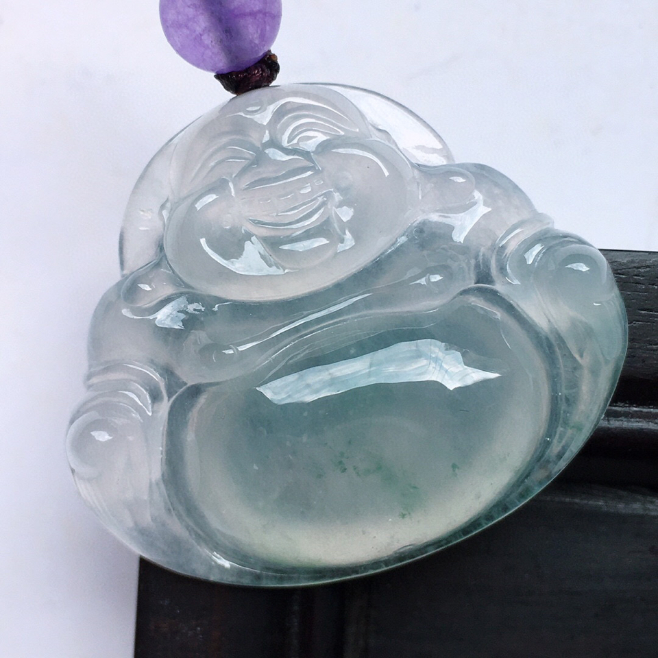 缅甸翡翠冰种佛公吊坠(顶珠为装饰珠）
