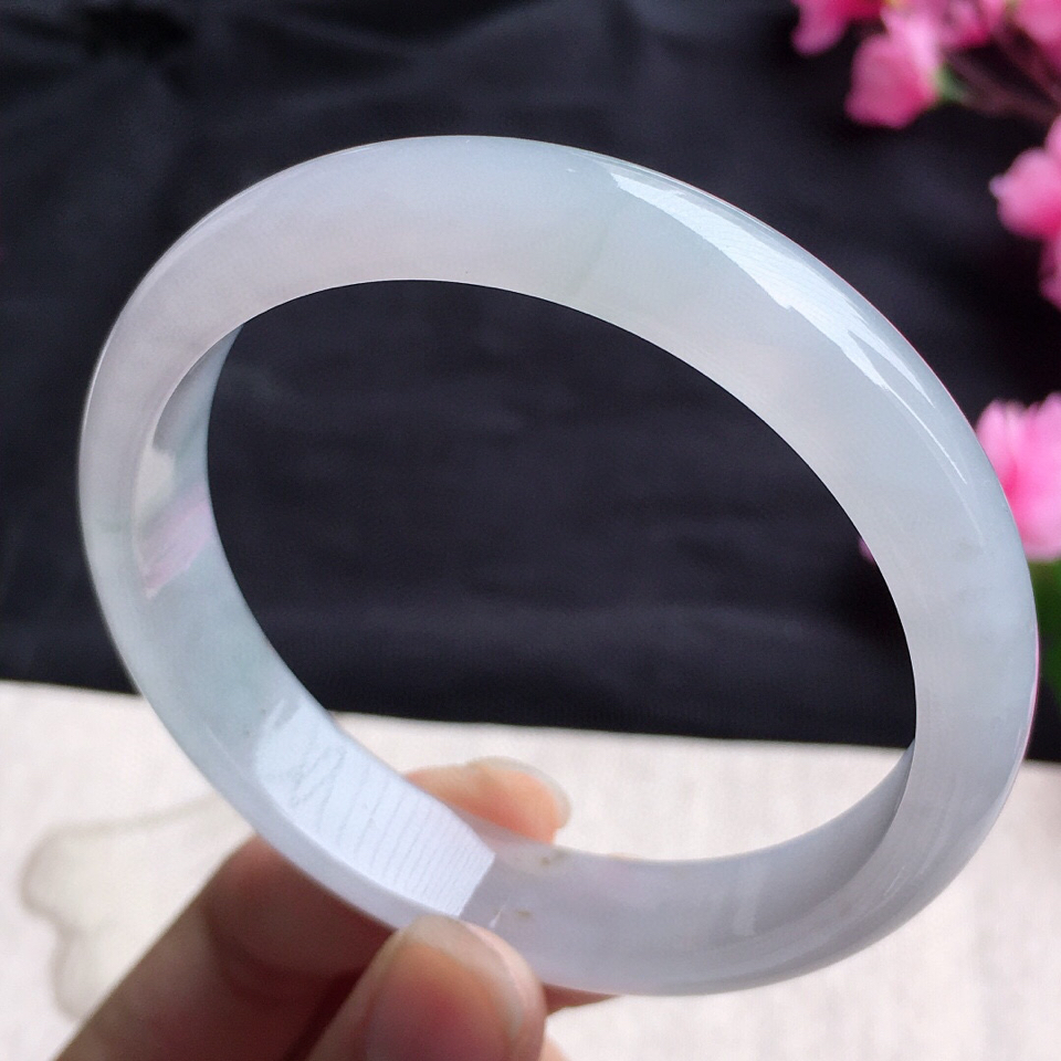 翡翠细糯种紫罗兰正圈手镯58mm