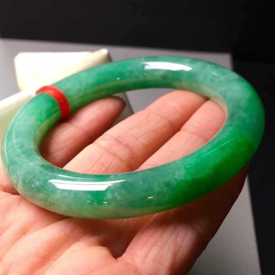 细糯种豆色圆条手镯578mm翡翠
