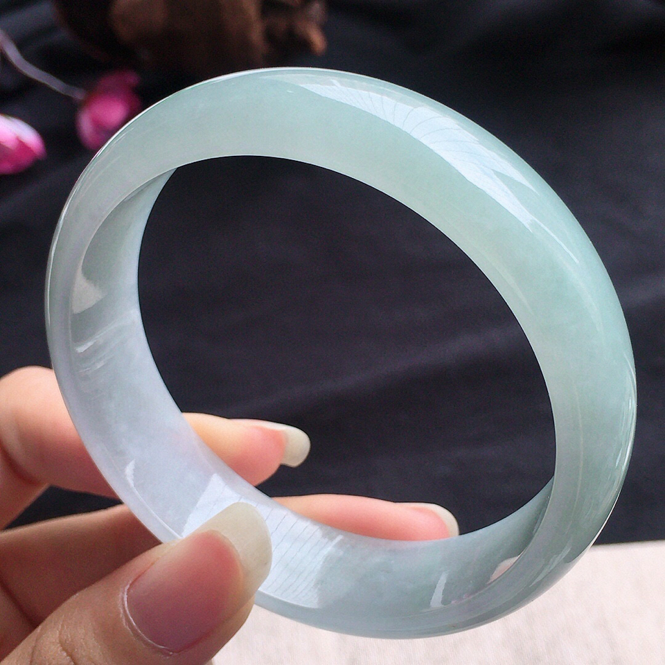 翡翠糯冰种正圈手镯58mm