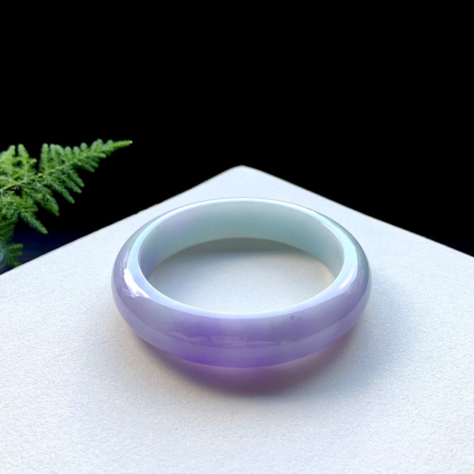 60.5mm细糯种紫罗兰正圈手镯翡翠