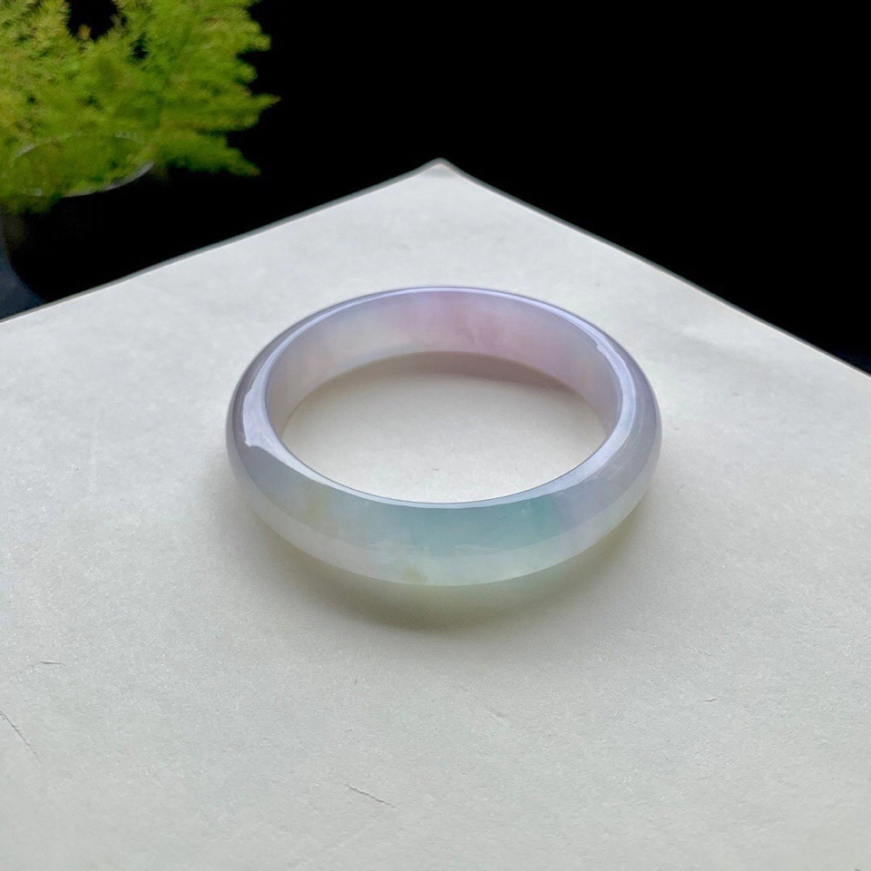 糯冰种淡紫翡翠手镯（56.5mm）