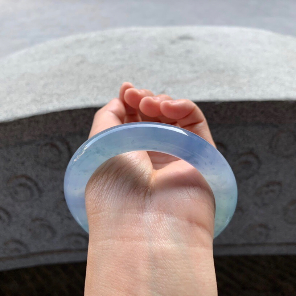 冰种紫罗兰圆条手镯56.5mm
