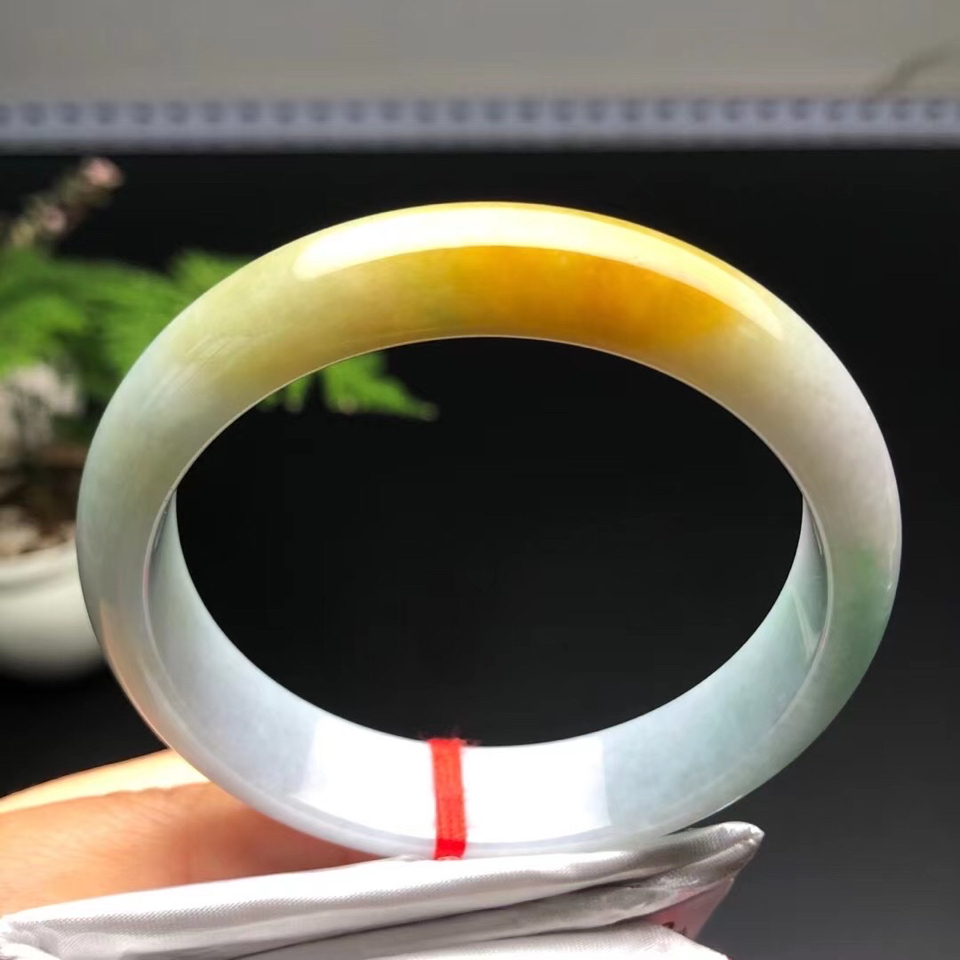 糯冰种黄翡手镯588mm翡翠