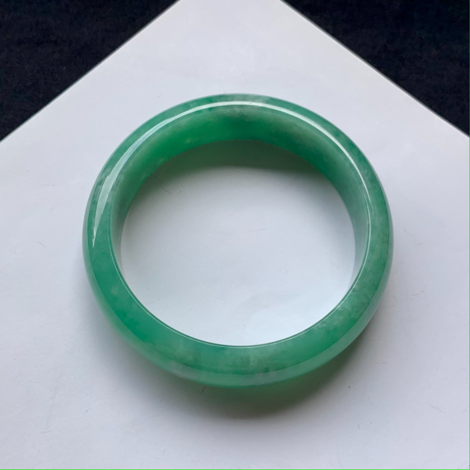 糯冰果绿满色平安镯（58.7mm）