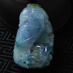 糯冰种紫罗兰飘花缅甸翡翠鹦鹉挂件