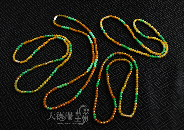 细糯种黄加绿缅甸翡翠项链