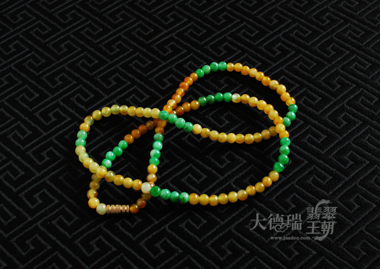 细糯种黄加绿缅甸翡翠项链