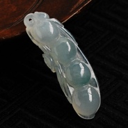 冰种飘花缅甸翡翠四季财豆挂件