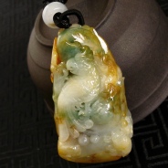 糯冰种黄翡飘花缅甸翡翠鹦鹉挂件