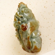 糯冰种蓝水黄翡缅甸翡翠“鹦鹉富贵”手玩件