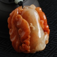 细糯种红翡缅甸翡翠福瓜如意挂件