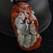糯冰种红翡缅甸翡翠龙行如意挂件