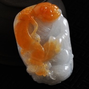 糯冰种黄翡缅甸翡翠“招财童子”挂件