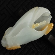 糯冰种黄翡缅甸翡翠玉兰花挂件