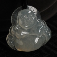 糯冰种缅甸翡翠弥勒笑佛挂件
