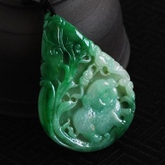 细糯种菠菜绿缅甸翡翠福猪挂件