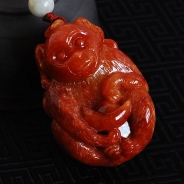 细糯种红翡缅甸翡翠代代侯手玩