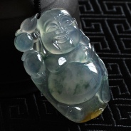 冰玻种飘花缅甸翡翠玉佛挂件