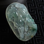 冰种飘花缅甸翡翠马牌挂件