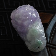 糯冰种紫罗兰缅甸翡翠“花开富贵”挂件